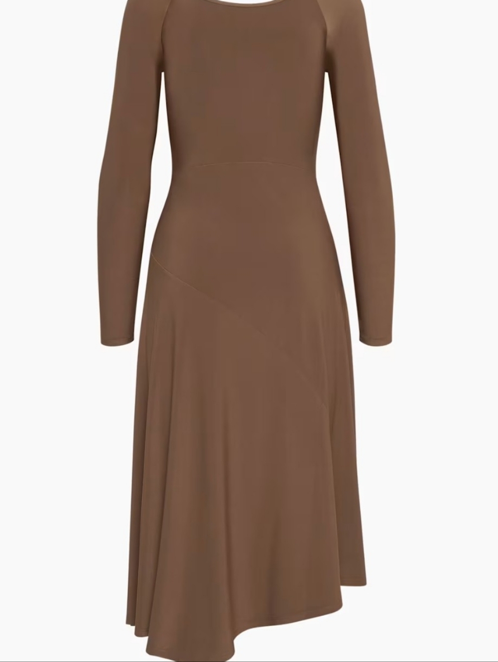 Wilfred Aritzia Nuage Dress Brown Long Sleeve Asymmetrical Midi Size Large - Picture 14 of 15